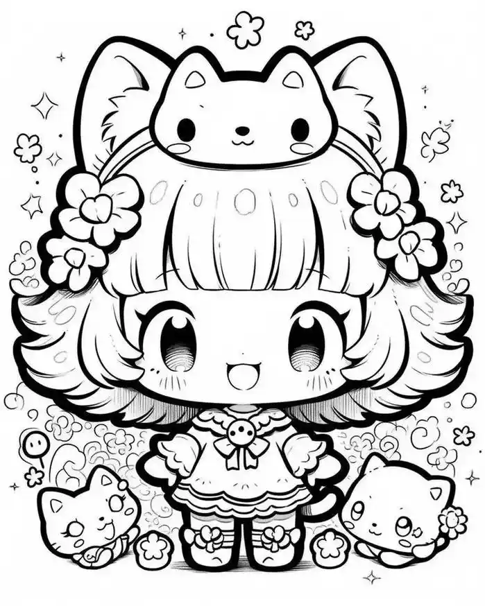 超适合新手临摹二次元可可爱爱漫画女孩线稿 - 抖音