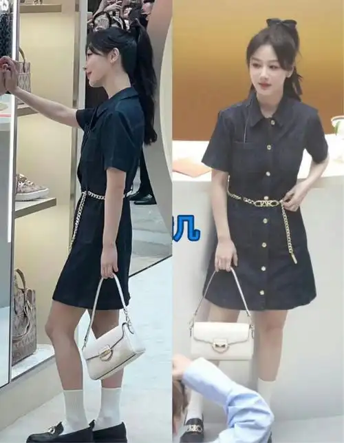 杨紫真瘦了路人生图曝光尖下巴抢眼穿牛仔裙现竹竿腿终于惊艳