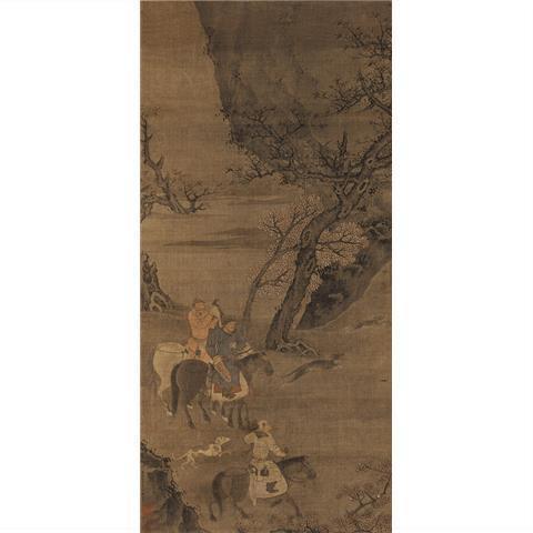 宋陈居中羌胡出猎图轴绢本古代学习复古品水墨真迹中国画卧室