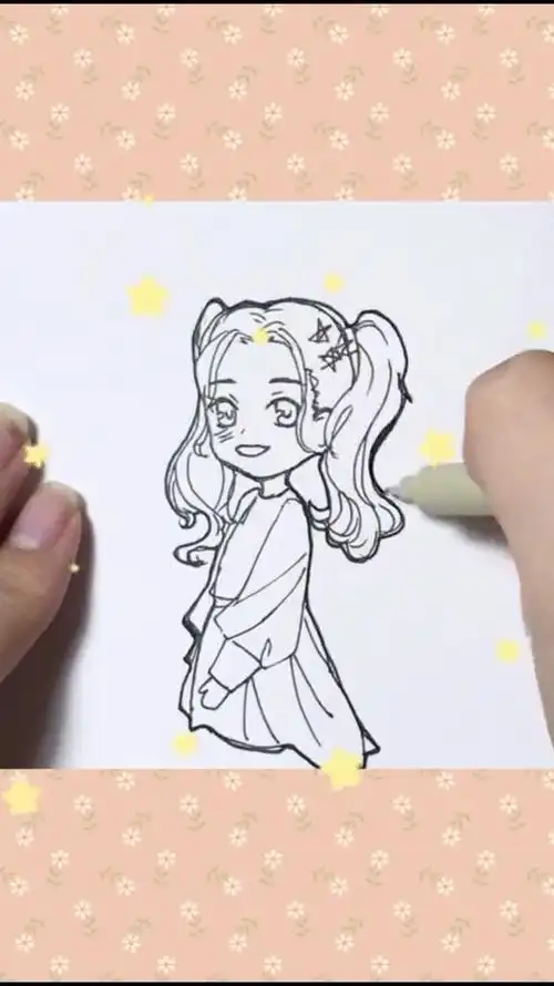 鞠婧祎简笔画卡通