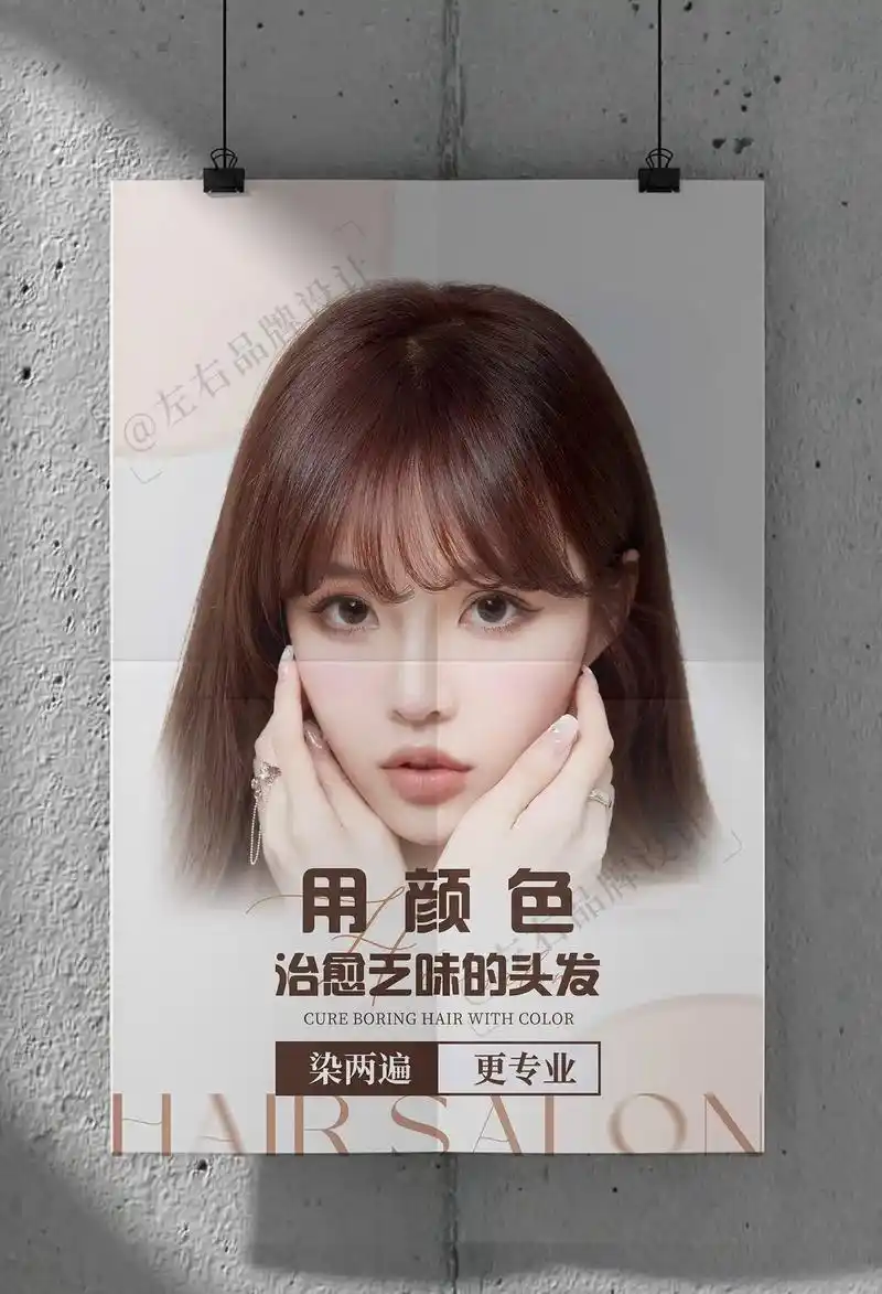 美发灯箱海报高清模特底图.