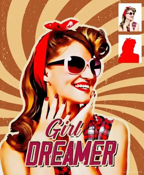 将人物照片处理成美式怀旧复古效果海报的ps动作插件