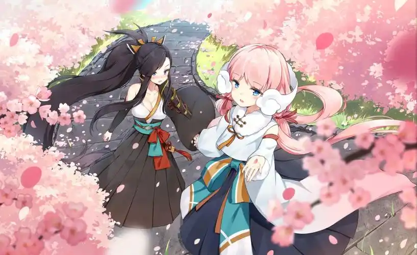 樱花女生和服长发动漫壁纸