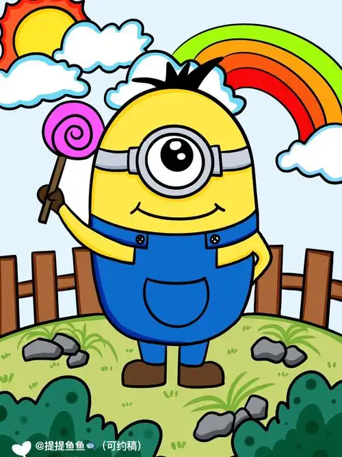 小黄人儿童画动漫主题简单卡通画