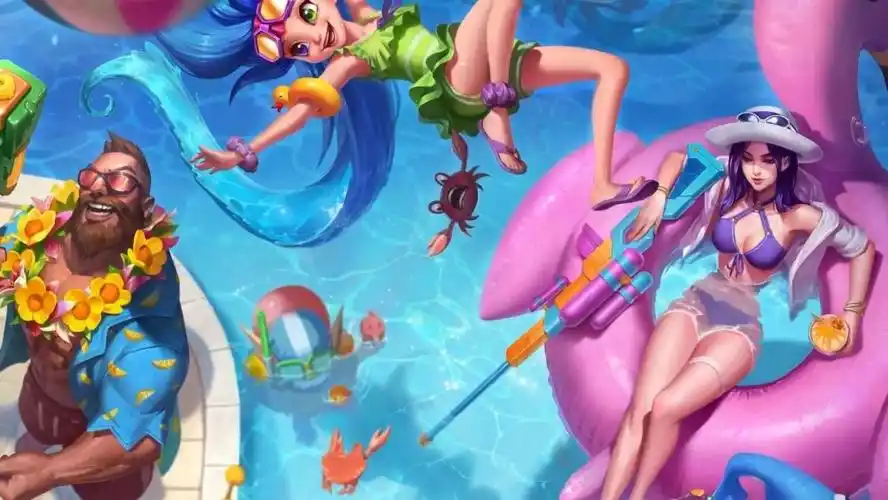 68原画轻微改动泳池派对 凯特琳游戏内模型68没加特效抵抗军天使