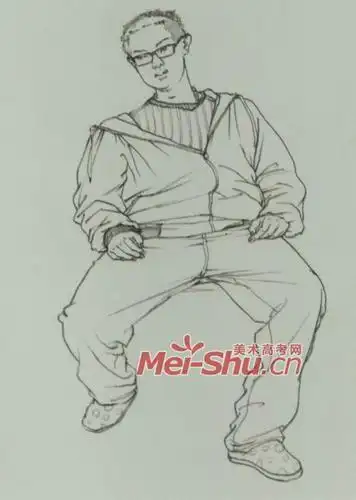 人物坐姿素描简笔画
