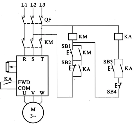 正转控制电路原理图 图1-1 变频器正转 变频器正转 控制电路原理图