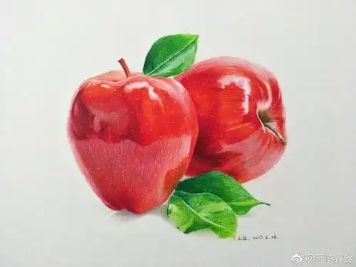 彩铅 大红苹果