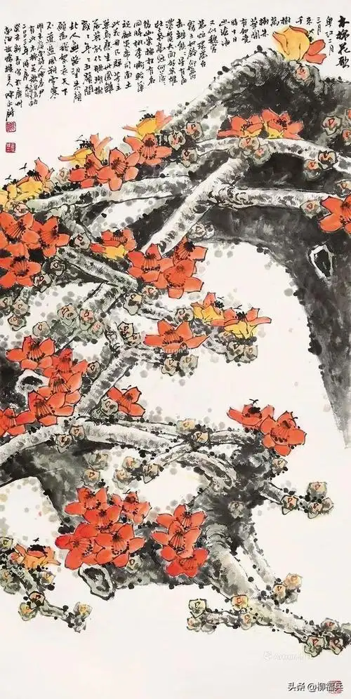 名家花鸟画《木棉花》欣赏_网易订阅
