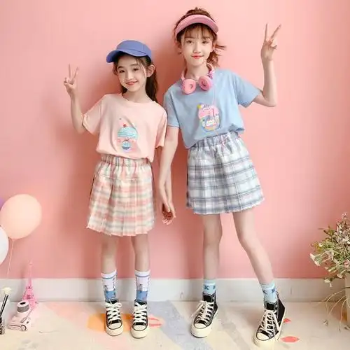 女童夏季短袖时尚姐妹装套装二人闺蜜装儿童2022年新款两件套洋气