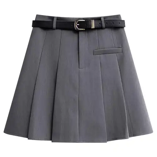 灰色西装百褶裙春秋新款女装性感高腰a字裙小个子显瘦短裙半身… - 17