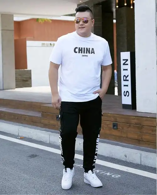 休闲一套潮牌长裤帅气胖子男装衣服 888灰色 2288 4xl(适合190-210斤)