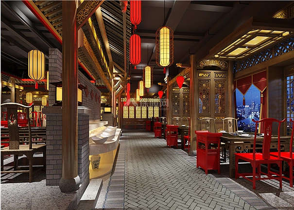 小龙坎火锅店设计效果图案例_装修案例欣赏-保障网装修效果图