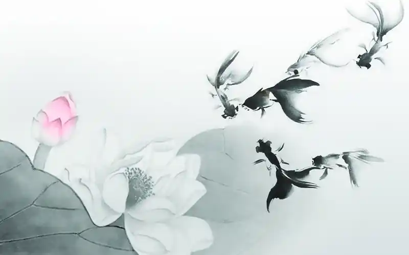 淡雅水墨荷花,艺术壁纸-回车桌面