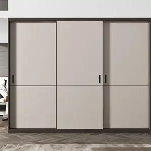 推拉门大衣柜家用卧室现代简约小户型组装两三门轻奢移门衣橱定制