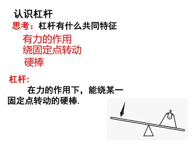 羊角锤,螺丝刀,开瓶扳手等工具的使用中认识什么是杠杆;2
