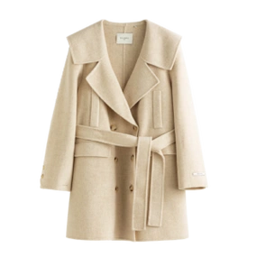 独束大码女装海军领学院风毛呢外套女冬季新款微胖mm全羊毛呢大衣22ds