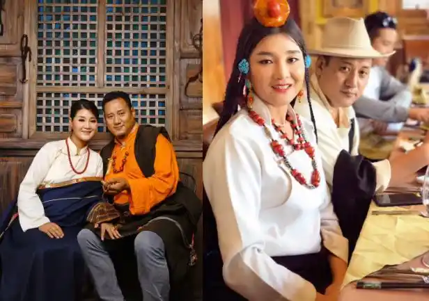 降央卓玛穿袍子很朴素身后豪宅抢眼怀三胎时挺9月孕肚唱高音