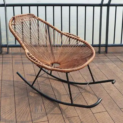 成人藤艺逍遥椅藤编休闲躺椅藤条午休午睡藤椅藤制老人摇摇椅子