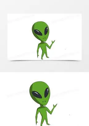 绿色简洁卡通手绘外星人手绘元素