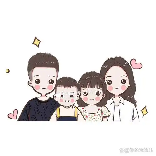 一家四口卡通头像,全家福手绘可爱头像 可可爱爱的亲子头像,好喜欢