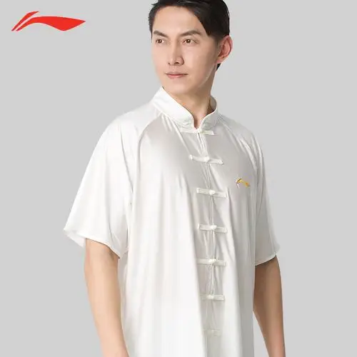 武术表演服_李宁太极服短袖男太极服装夏装练功服女武术服晨练服比赛