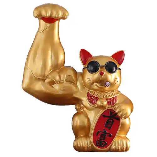 创意装饰品首富招财猫摆件麒麟大力巨臂肌肉聚财摆件