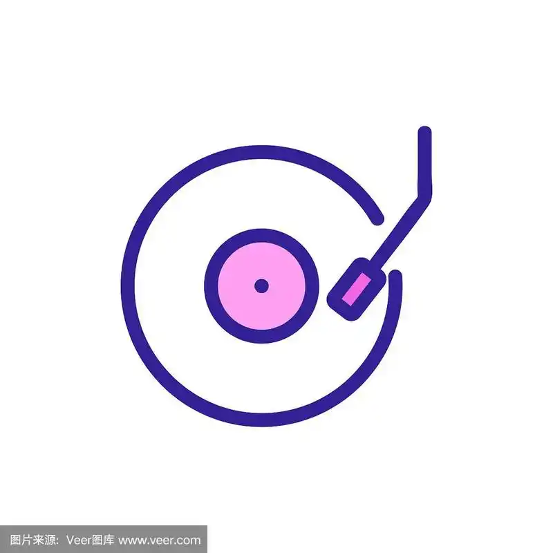 黑胶唱片图标向量.孤立轮廓符号插图