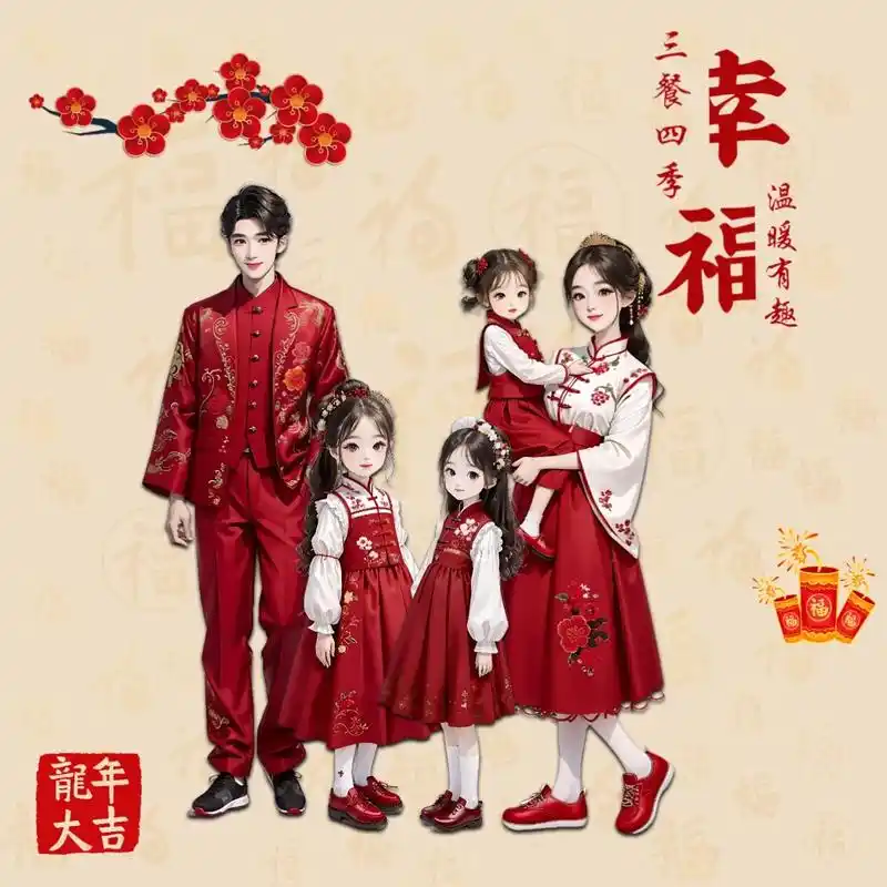 一家五口可以用的头像.#亲子头像 #全家福卡通头像 #一家五 - 抖音