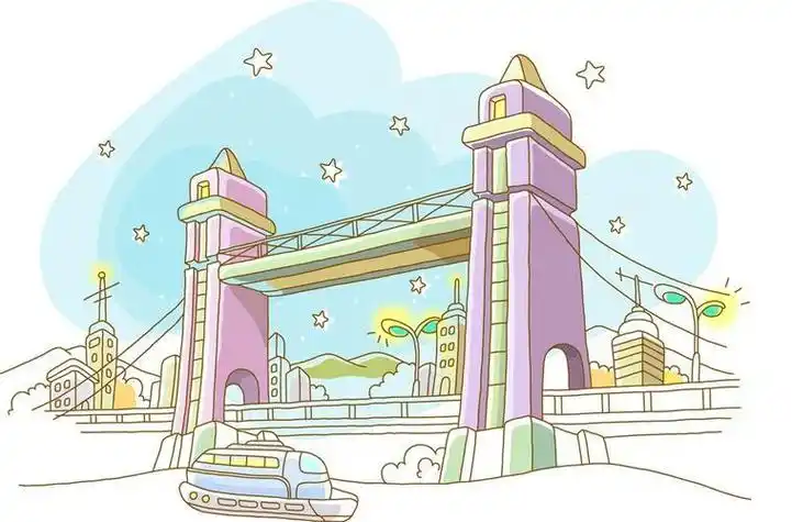 画天桥简笔画人行天桥简笔画可爱的卡通天桥简笔画儿童简笔画人行天桥