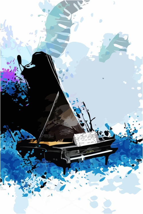 矢量水彩手绘音乐节艺术学校寒假招生海报