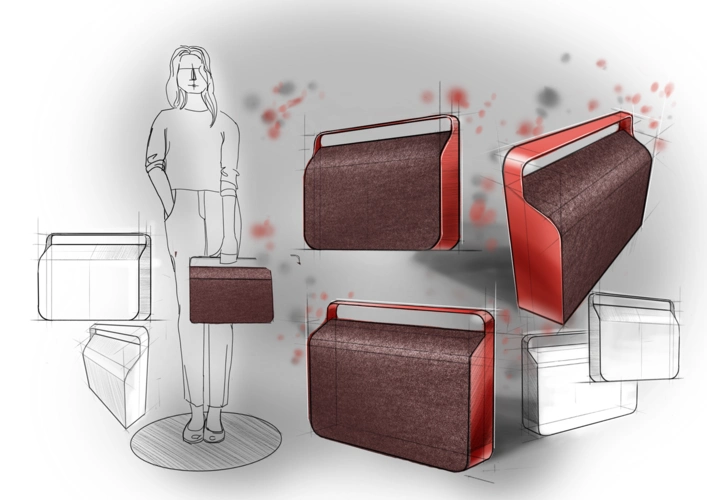 草图车间给一组人物在产品中使用场景的过程图