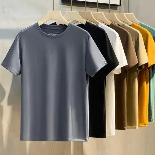 基础款男士打底衫短袖t恤潮牌丝光棉2022春夏季男装上衣半袖体恤