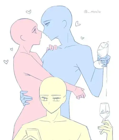 4【绘画参考】打打闹闹的cp双人互动评论"11"93领取3000张人体线稿