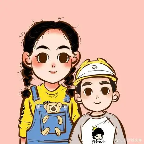 卡通姐弟头像幸福快乐