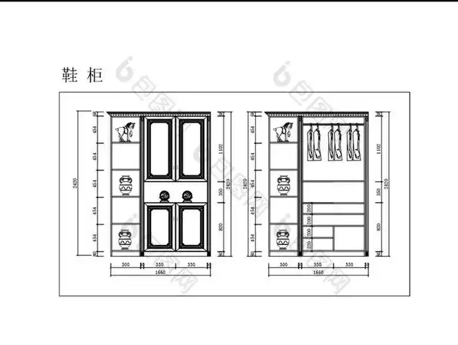 时尚现代鞋柜cad平面图纸