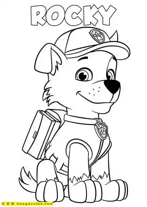 12张爱冒险的小狗汪汪特工队卡通涂色图片-红豆饭小学生简笔画大全