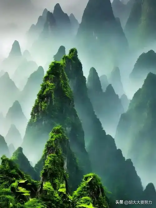 云雾缭绕,山景壮观,美如画卷,一山一景 一天地