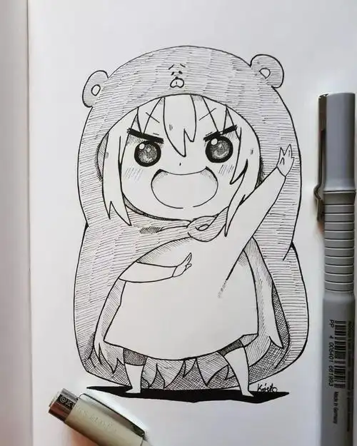 想学日式漫画的看过来,咱们从黑白线稿图开始临摹啦