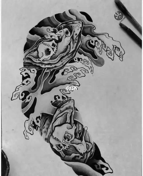 花臂纹身手稿纹身图案胳膊纹身图案