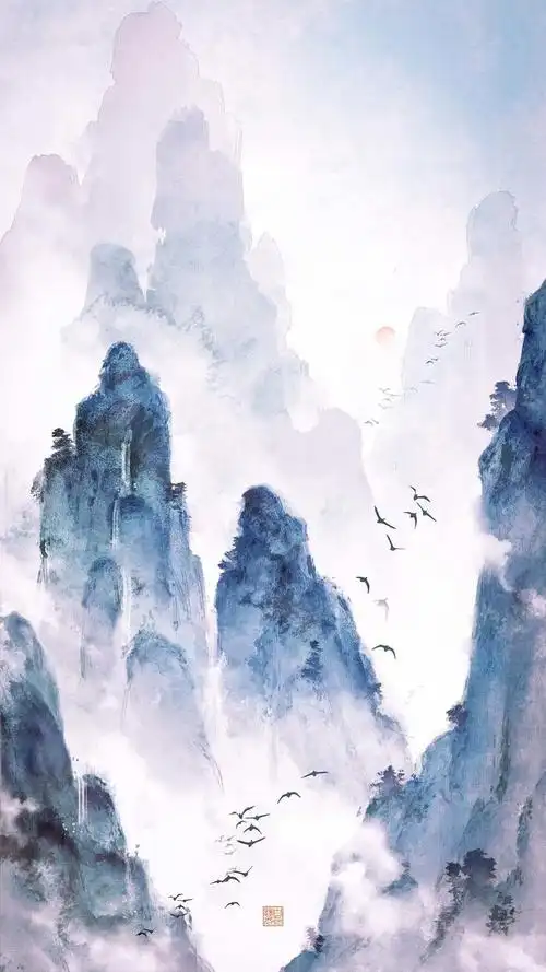 孤云与归鸟水墨古风