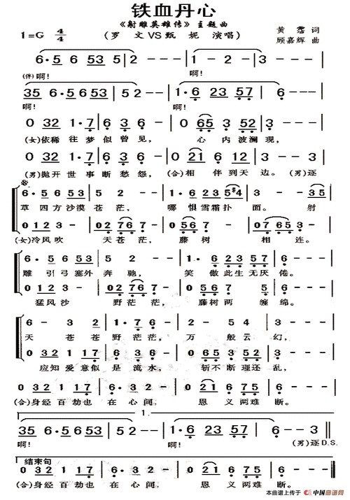 铁血丹心[简谱]铁血丹心[简谱]铁血丹心[简谱]射雕《铁血丹心》(箫
