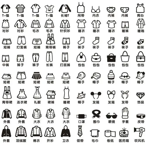 收纳分类归类抽屉图标标识衣物橱柜贴纸80个衣柜贴