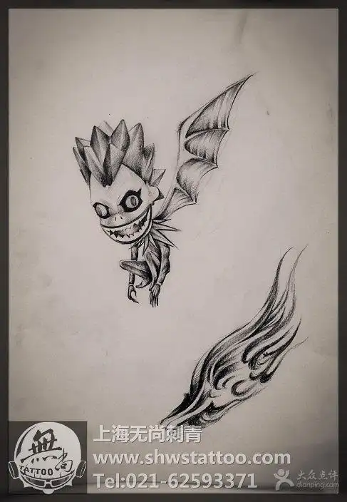 纹身手稿:小恶魔纹身图案设计~无尚刺青