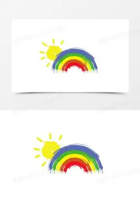 创意矢量涂鸦感小彩虹元素