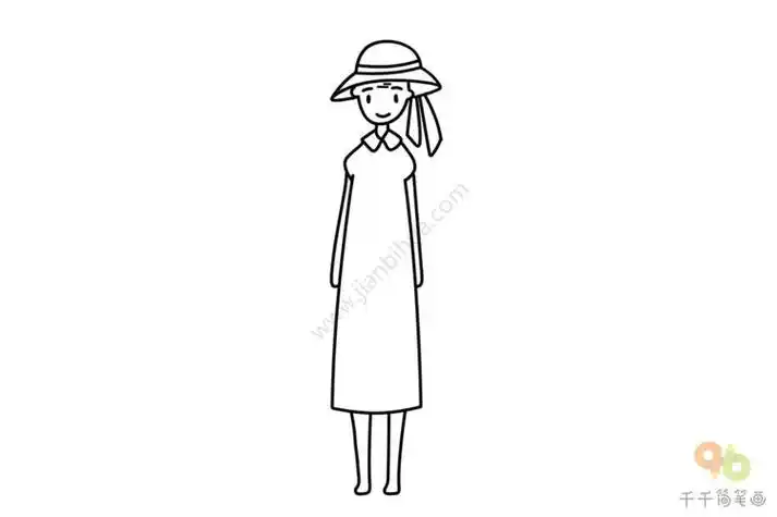 成人穿搭女士夏日连衣裙简笔画