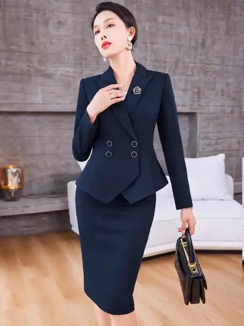 新款套装粉色西装女2024春装高级感职业装时尚修身套裙商务工作服