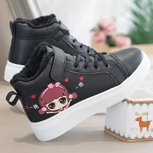 高帮棉鞋女童冬季加绒保暖小学生运动鞋防滑小女孩高帮鞋