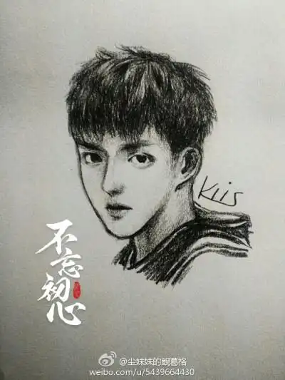 吴亦凡 手绘漫画 素描头像 卡通画 篮球王子