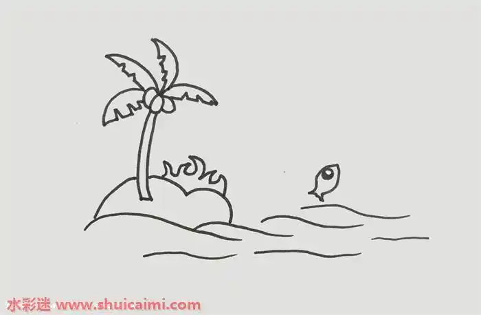 海平面简笔画油画